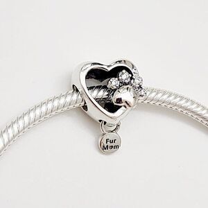 Pandora Sparkling Paw Print & Heart Charm